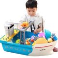 Boys and girls fishing net fishing pool fishing boat playing water wheel ship dishwasher water discharge artificial play house toys
