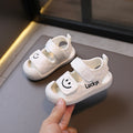 Summer closed-toe prewalker sandals for babies 0-2 years old - smiley face design, anti-kick, infant shoes for boys and girls