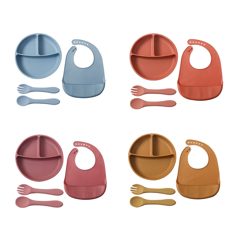 Kids' meal set: food-grade silicone utensils, baby bib, and fork & spoon - bestselling baby dining essentials (3-piece set)