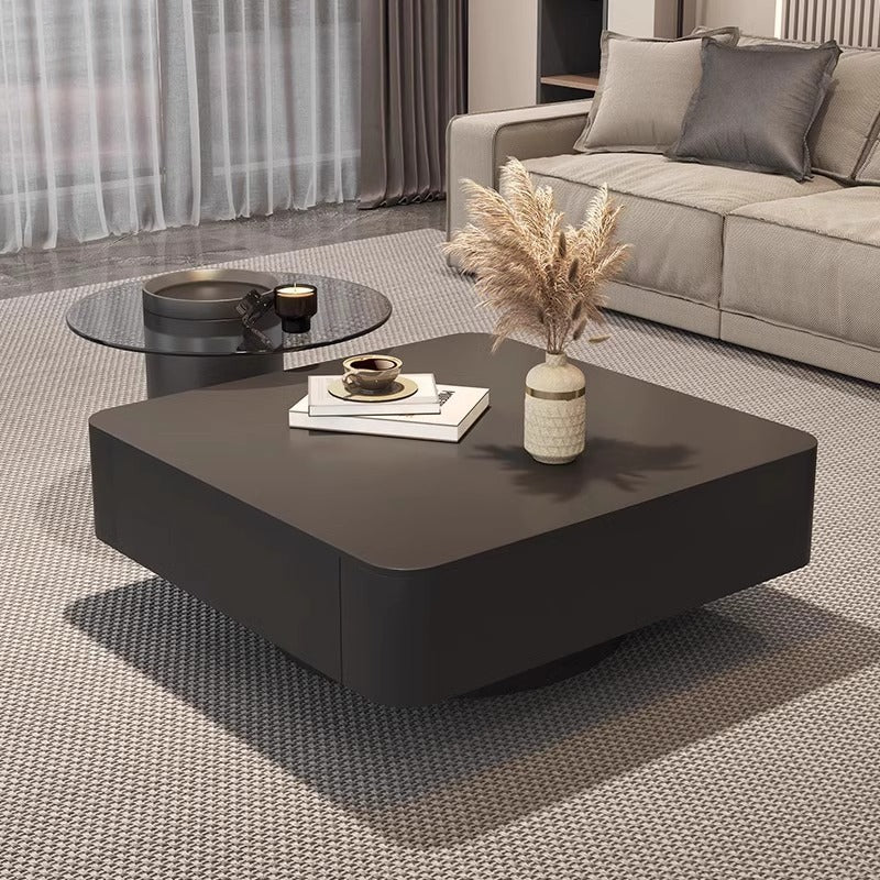 For home tea table living room glass black light luxury slate modern casual combination coffee table small apartment square sense for home