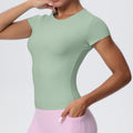 New arrivalcasual sports short-sleeved waist slimming look breathable yoga t-shirt running training naked fitness tops