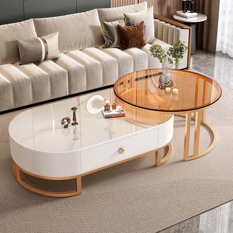 Slate oval coffee table for home living roomaccessible luxury moderncasual small apartment tea table 2024new arrival combination