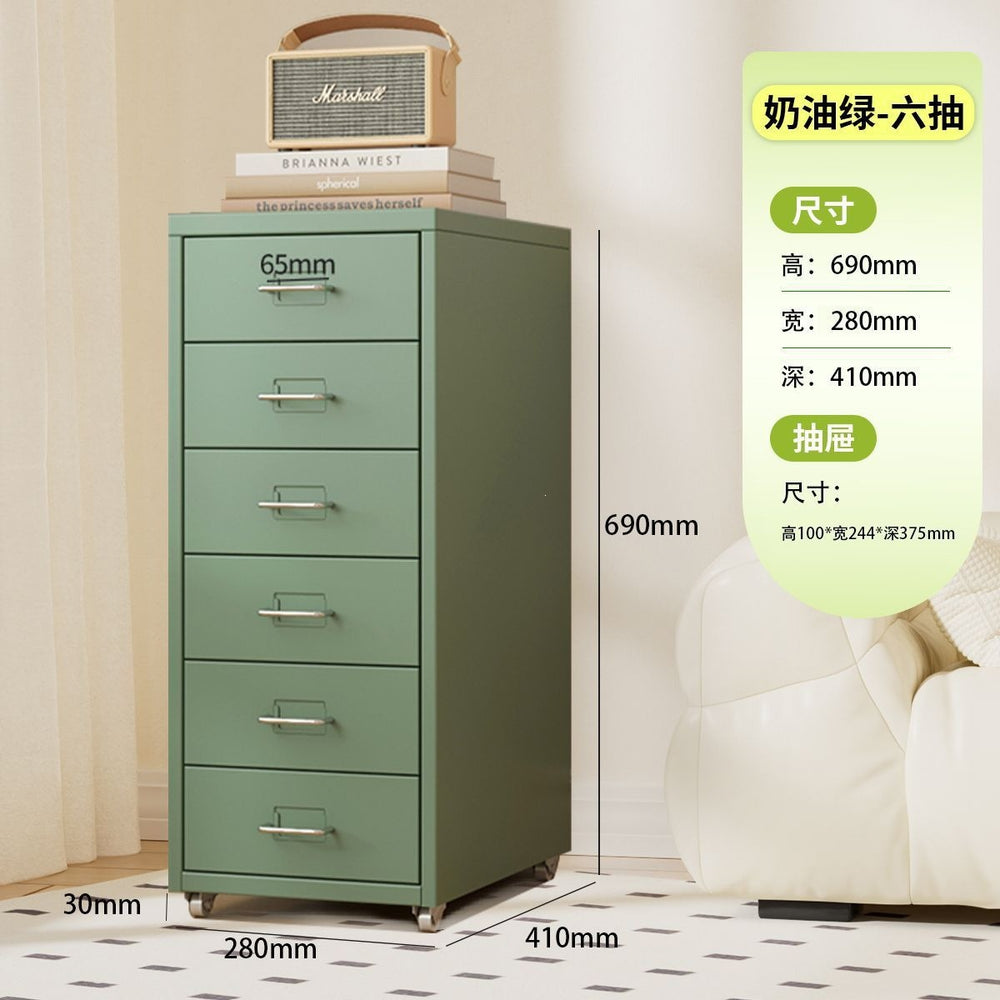 Drawer-type storage cabinet under the desk, drawer cabinet with lock, bedside table, multi-layer iron storage cabinet