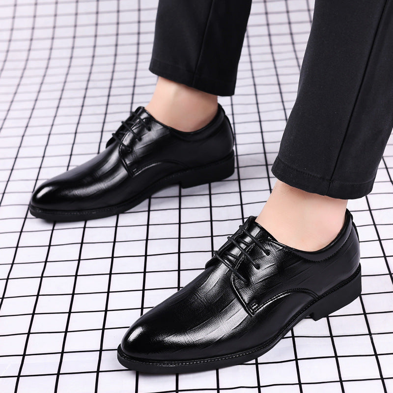 British style pointed-toe men's leather dress shoes - casual, trendy, formal, lace-up, korean style, wedding shoes - dropshipping available