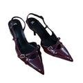 Za2024autum new women's shoes crimson cross buckle strap pointed toe high heel sandals british style mules shoes