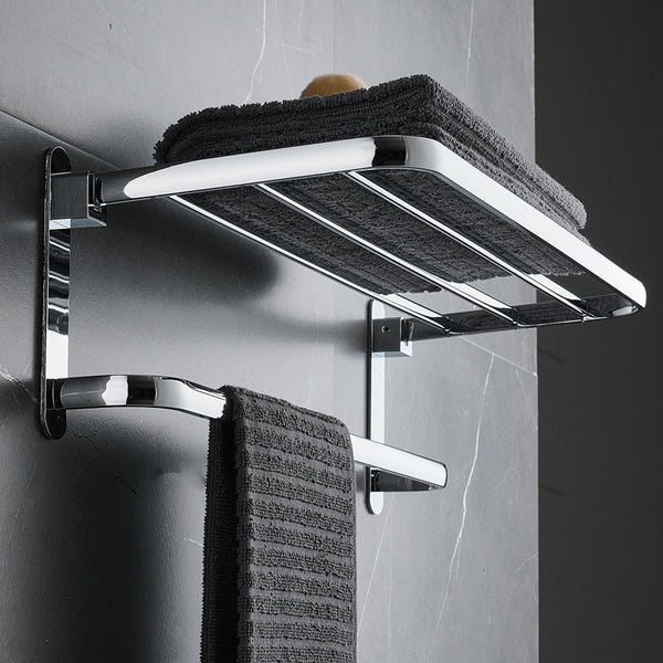 Stainless steel folding bath towel rack non-punching bathroom wall-mounted toilet toilet storage toilet towel rack