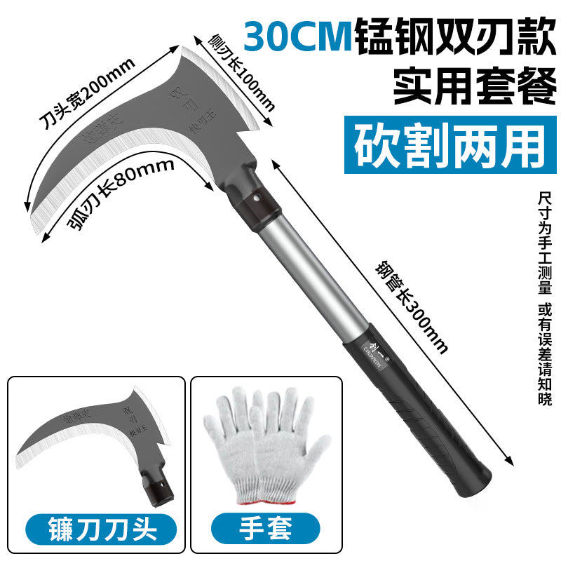 Chuangyi high manganese steel sickle agricultural grass cutting and wheat cutting special firewood cutting and pruning rice cutting tools factory direct sales