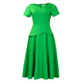 D3330 new arrival:  summer european and american fashion solid color v-neck short sleeve a-line maxi dress - african style