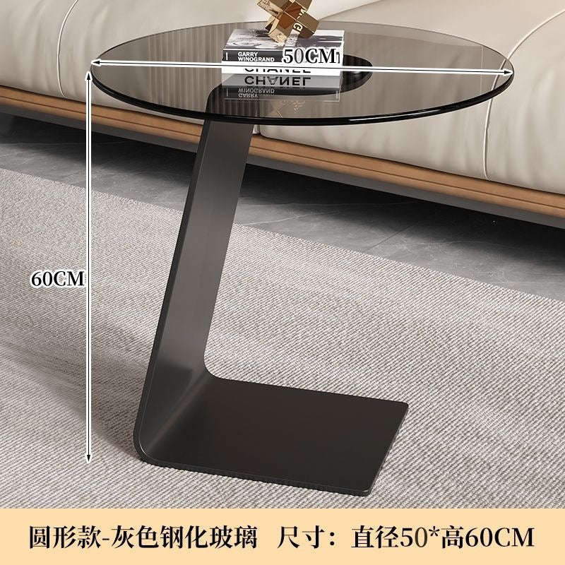 Tempered glass coffee table living room light luxury sofa modern casual classy round table corner sofa side table casual coffee table