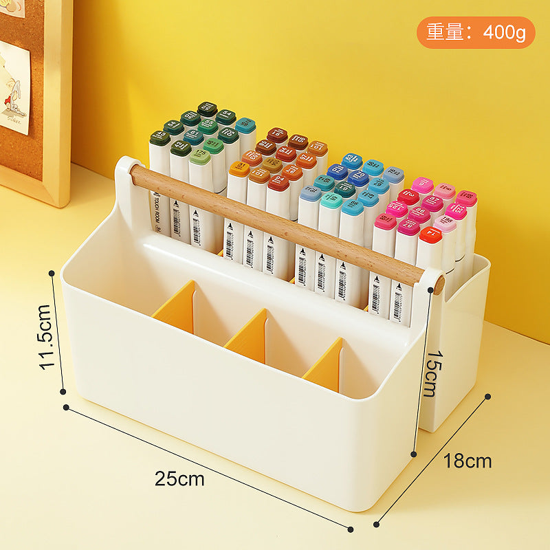 Desktop sundries Transparent stationery storage box Plastic handheld pen holder Storage box Book document Marker pencil case
