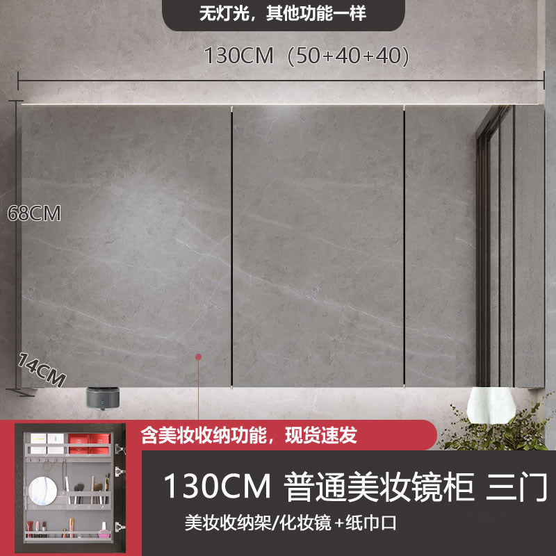Smart makeup bathroom mirror cabinet storage wall-mounted bathroom mirror with lamp solid wood storage manufacturer wholesale