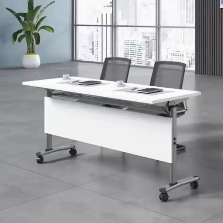 Foldable training table conference desk chair set - mobile, modular, multi-functional office tutoring desk - long double desk
