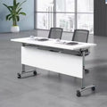 Foldable training table conference desk chair set - mobile, modular, multi-functional office tutoring desk - long double desk