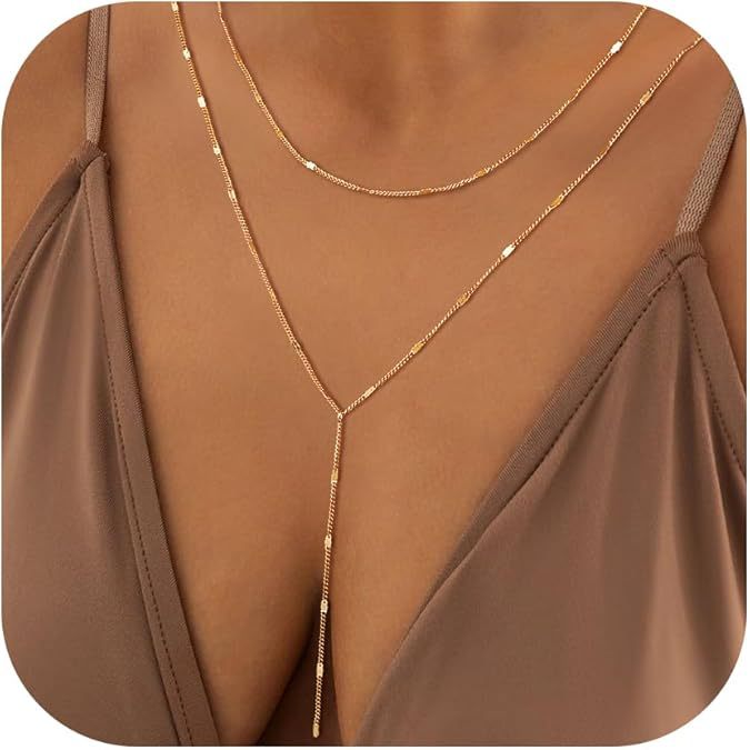 Fashion cross-border new arrivalcasual lasso long necklace fashion copper clavicle chain y-shaped pendant necklace beaded necklace