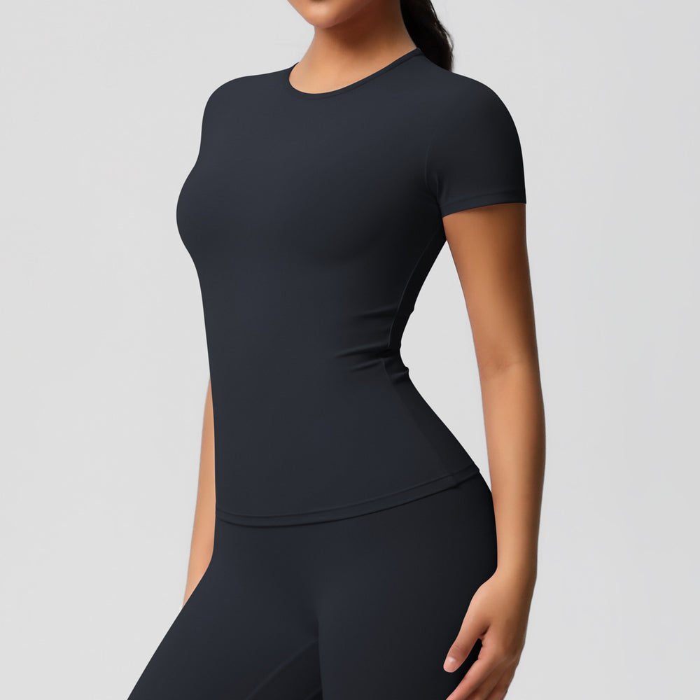 Ready-to-ship cross-border double-sided brushed, form-fitting, breathable solid color training yoga set, eight-piece athletic running fitness outfit for women