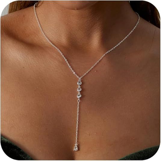 Amazon's new zircon inlaid chain tassel y-shaped necklace fashion generous lasso clavicle chain holiday gift