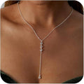 Amazon's new zircon inlaid chain tassel y-shaped necklace fashion generous lasso clavicle chain holiday gift