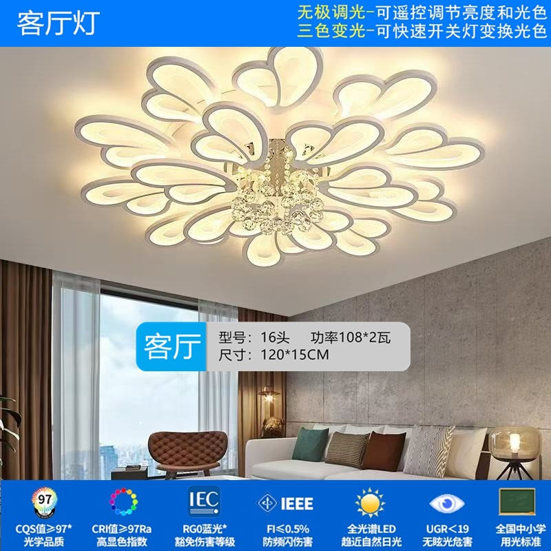 Zhongshan Lighting Restaurant Eye Protection Package Combination Simple Modern Living Room Main Light Bedroom Crystal Suction LED Ceiling Light