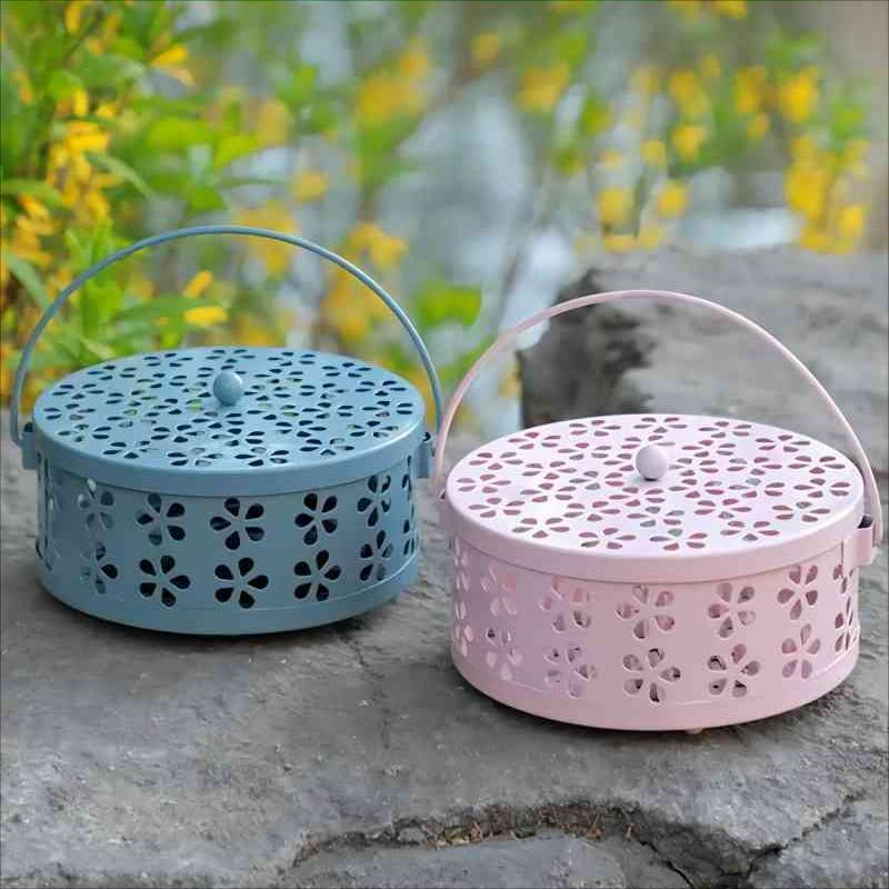 Mosquito coil box wholesale creative mosquito coil stove mosquito coil frame wrought iron fireproof belt cover household indoor aromatherapy stove mosquito coil tray holder