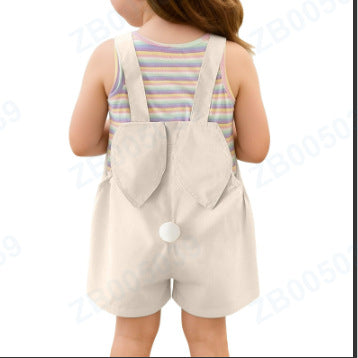 Little girl's summer fashionable korean style two-piece set,  new summer collection, cute children's overalls set