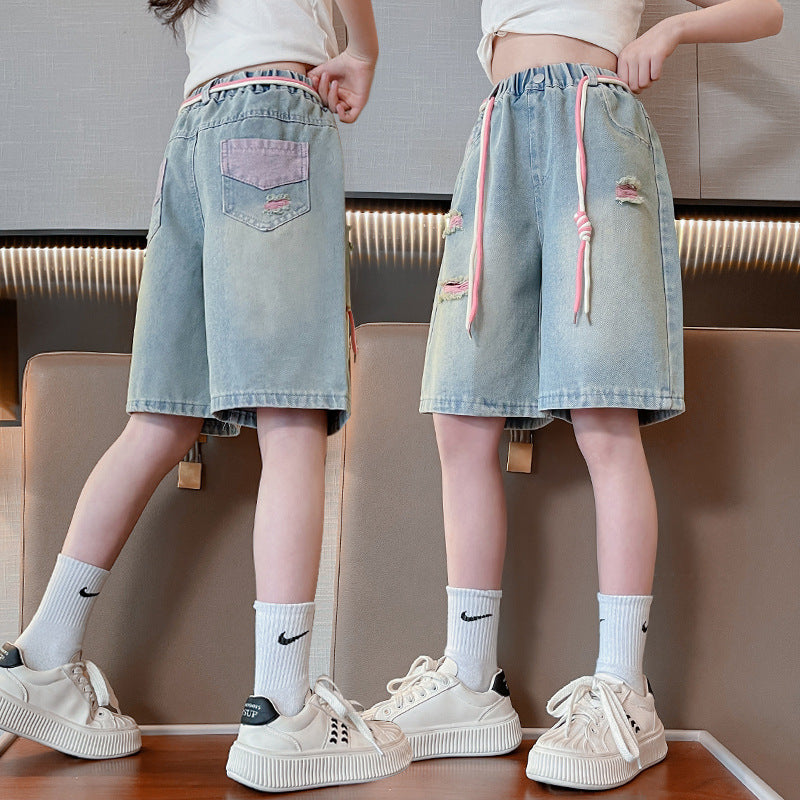 Girlshortssummer pants thin summer pants women's youthnew arrival denim shorts loose pants