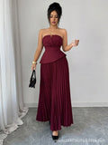 European and american cross-border women's  new bandeau maxi dress