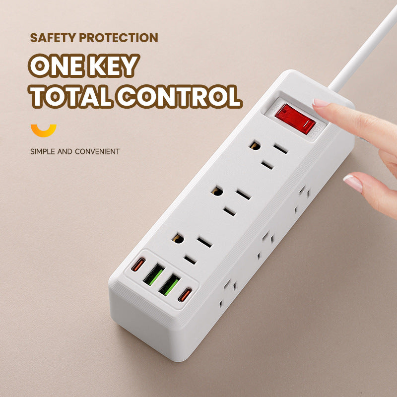 Us standard 110v power strip with overload protection, pd charging port, for us and canadian outlets
