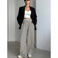cross-border code new arrival  original women's drawstring stripesloosecasual pants