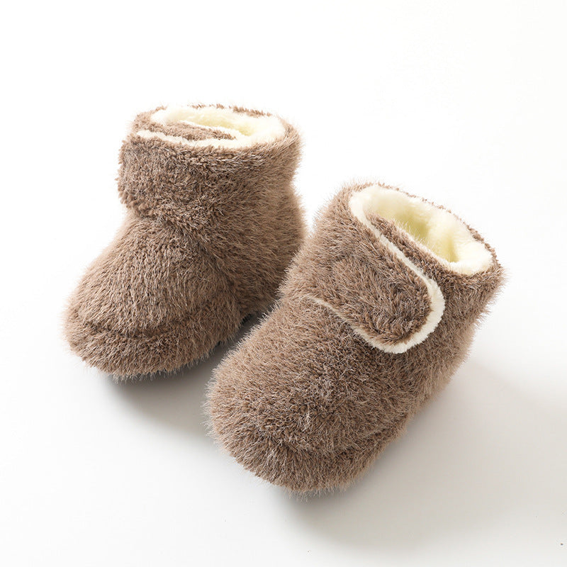 Babibele autumn/winter thickened warm baby socks & shoes - non-slip floor socks for infants & toddlers, soft sole shoes, solid color footwear