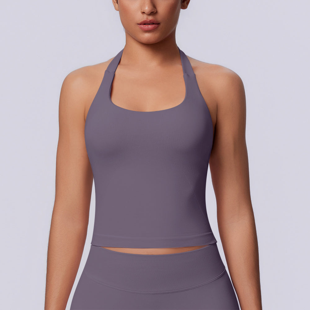 new arrival square collar halter beautiful strap chest pad high elastic long vest running fitness yoga sports seamless vest