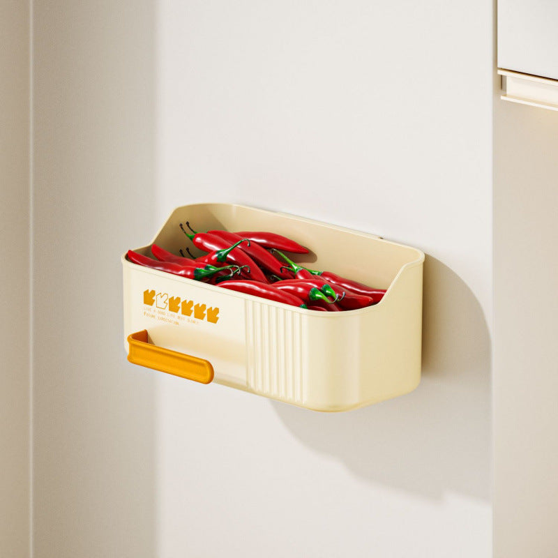 Kitchen rack, onion, ginger, garlic storage box, suction cup wall hanging, ginger, garlic storage artifact, no punching, hanging basket for dishes