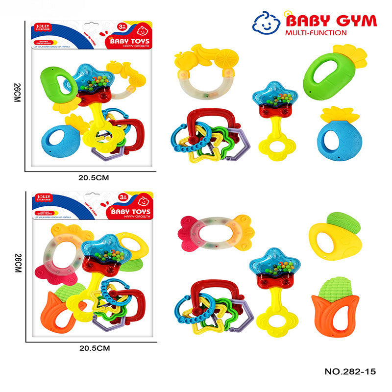 Cross-border export babies 0-12 months can be boiled baby bite glue toothpaste set newborn hand claw rattle bed bell
