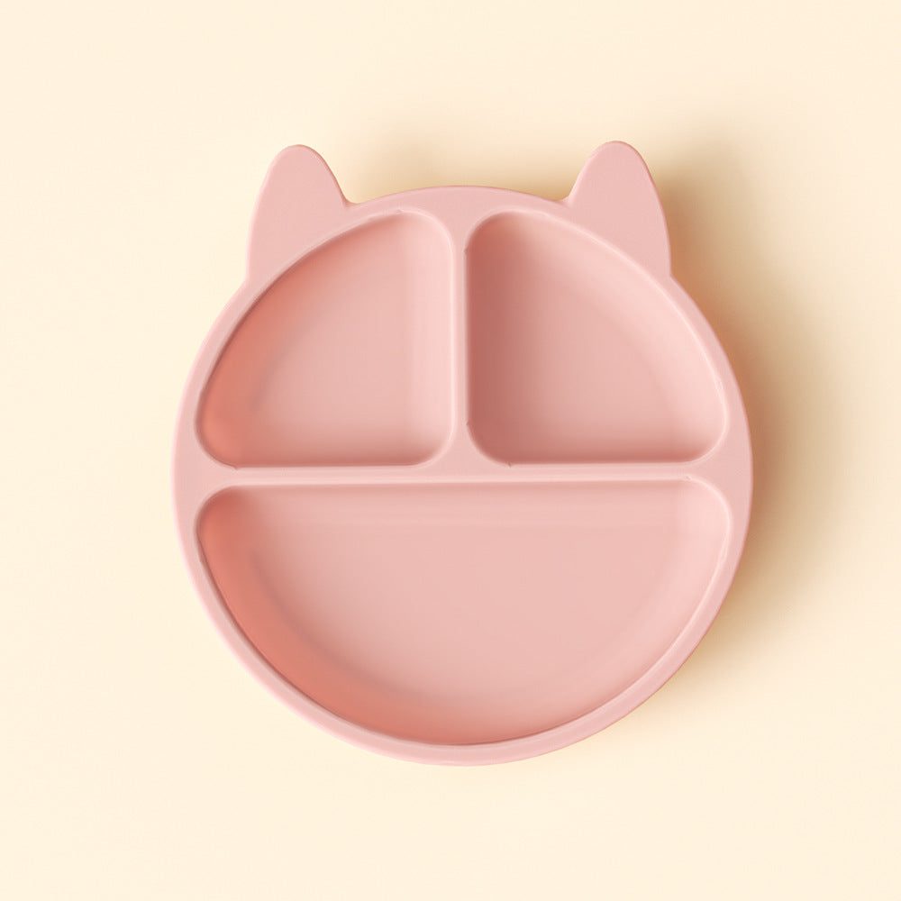 Children's dinner plate, baby eating, silicone bowl, infant food supplement bowl, suction cup type grid plate, mother and baby products tableware
