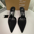 Za new 2024 summer rhinestone peep-toe slingback high heels - women's strappy open heel pointed toe stiletto sandals - trendy style