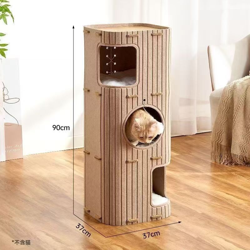 Accessible luxury multi-layer pet all year round drill hole all-in-one cat tree hole winter double-layer scratching board closed neutral cat house