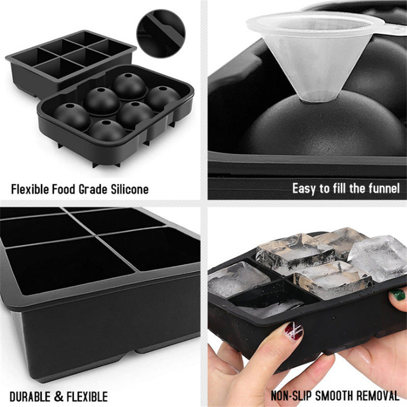 Ice cube mold ice making mold 6 round ice grids silicone 4 hole ice ball mold ice making box silicone ice grids
