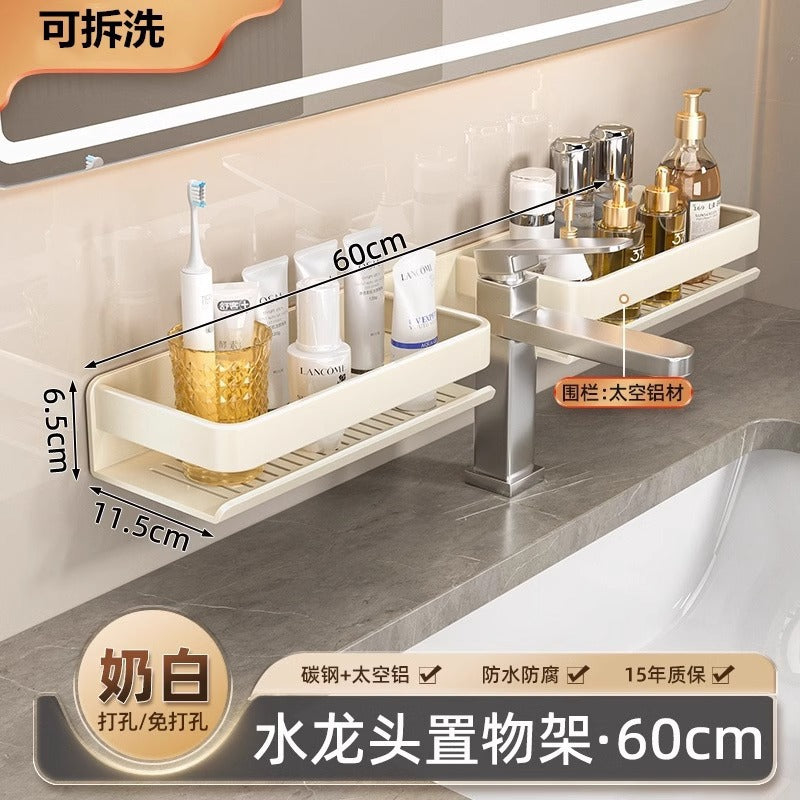No punching bathroom rack gun ash bathroom washstand mirror front faucet storage shelf wall mounted