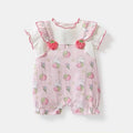 Baby girl summernew arrival short-sleeved jumpsuit girl summer clothes romper thin strawberry flying sleeves newborn jumpsuit