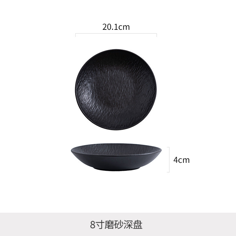 Nordic texture new hotel round plate retroclassy ceramic steak plate pasta plate for home vegetable plate