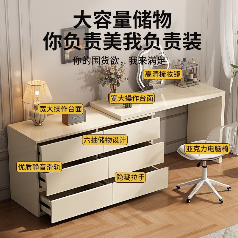French cream style bedroom vanity table all-in-one chest of drawers dressing table bed end storage cabinet corner table small apartment with drawers
