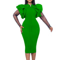 D3165 european and american women's clothing  autumn/winter new mesh patchwork pleated ol elegant commute plus size foreign trade dress