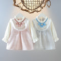 Super cute girl baby dress spring & fall baby dress tweed style princess dress girl spring style dress