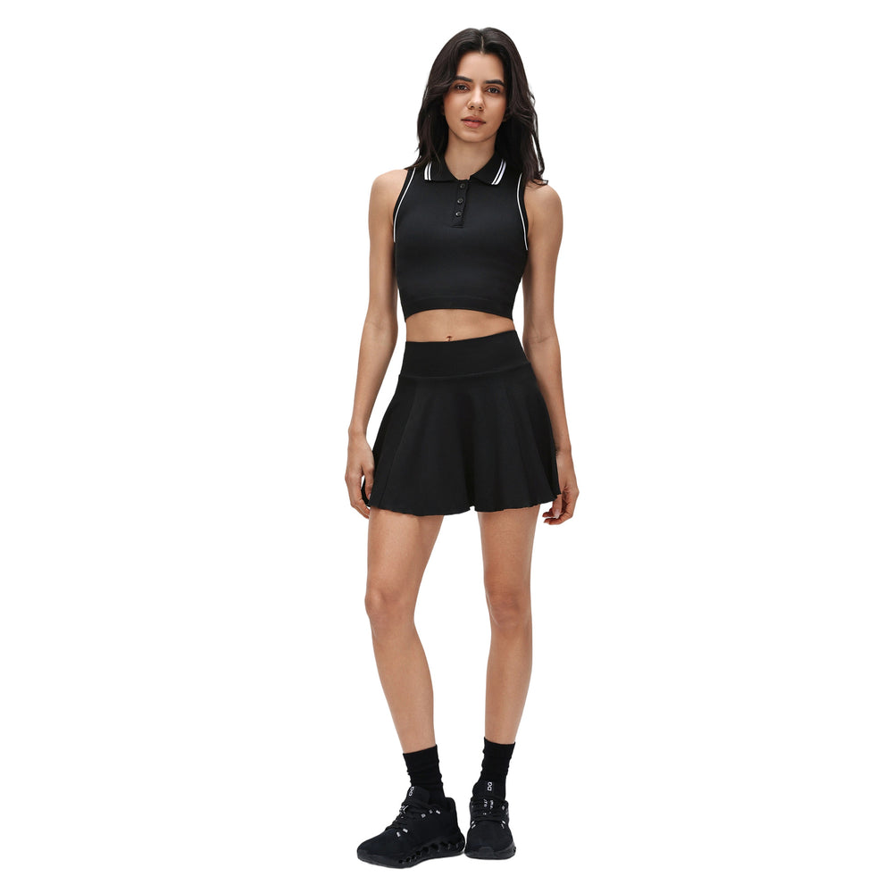 Polo collar sports tank top women's summer outdoor fitness yoga tennis skirt running training athletic skort set