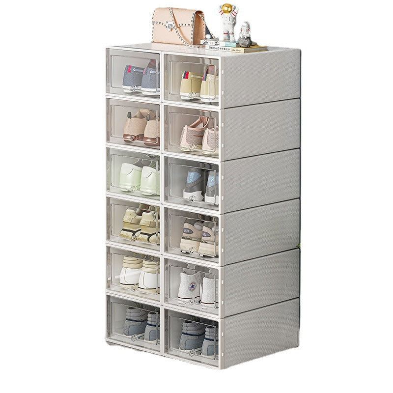 Folding shoe box household door shoe rack shoe storage box drawer type transparent shoe cabinet storage box saves space