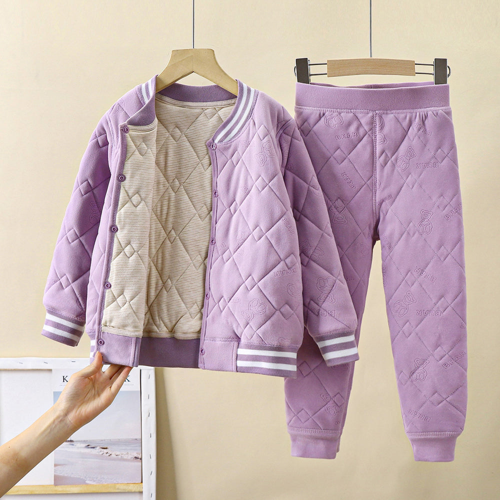 Kids school uniform handy gadgetfall and winternew arrival three-layer quilted cotton boys' cotton coat fleece-linedthickened inner layer girl's cotton jacket type a