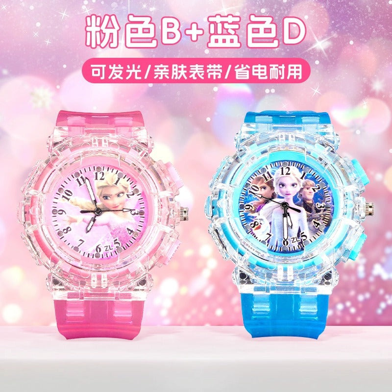 Elsa princess kids watch - girls' luminous electronic watch, cartoon toy, preschool 3-6 years old, waterproof night light