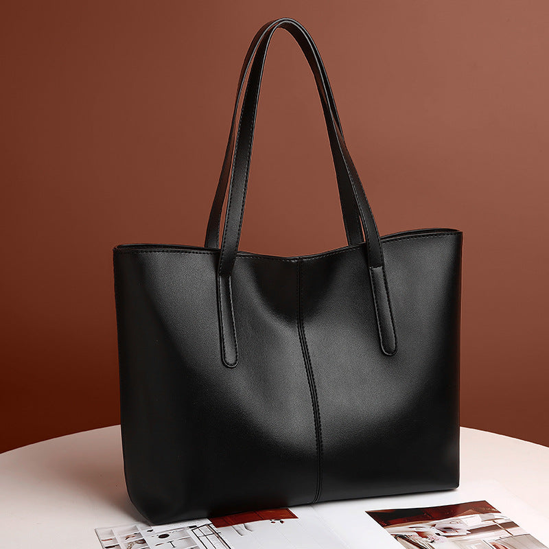 Soft leather shoulder bag texture tote bag retrocasualwork clothing bag large capacity new arrivalexportsatchel bag women's wholesale