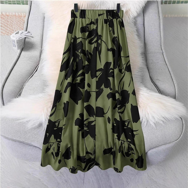Floral Midi Skirt Elegant Floral Print A Line Midi Skirt Cross Border