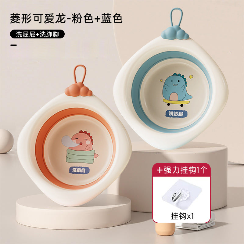 Baby foldable wash basin - kids' bath tub for washing face, bottom, and feet - newborn and infant-sized