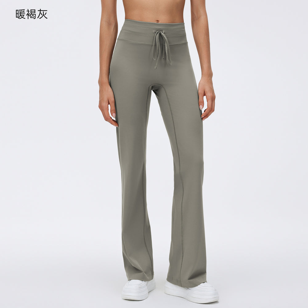 High-waisted, drawstring, flared yoga pants for women. high-stretch, breathable, suitable for wearing outdoors. professional pilates and fitness leggings. d26012